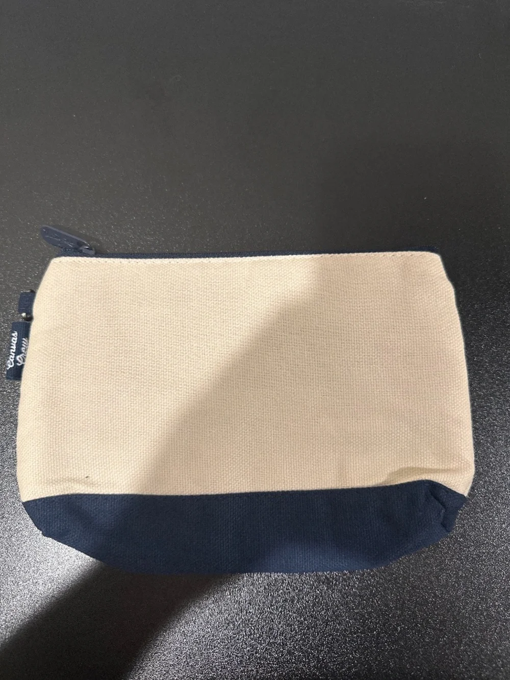 Mini Zipper Pouch Natural with Navy